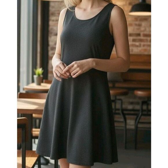 Apt. 9 Dresses & Skirts - Apt 9 Black Swing Dress Womens Size L Sleeveless Casual Textured Minimalist